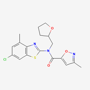 molecular formula C18H18ClN3O3S B2536122 N-(6-chloro-4-methylbenzo[d]thiazol-2-yl)-3-methyl-N-((tetrahydrofuran-2-yl)methyl)isoxazole-5-carboxamide CAS No. 946317-96-0