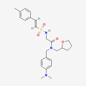 N-[[4-(dimethylamino)phenyl]methyl]-2-[[(E)-2-(4-methylphenyl)ethenyl]sulfonylamino]-N-(oxolan-2-ylmethyl)acetamide