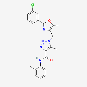 molecular formula C22H20ClN5O2 B2536128 1-((2-(3-chlorophenyl)-5-methyloxazol-4-yl)methyl)-5-methyl-N-(o-tolyl)-1H-1,2,3-triazole-4-carboxamide CAS No. 941950-00-1
