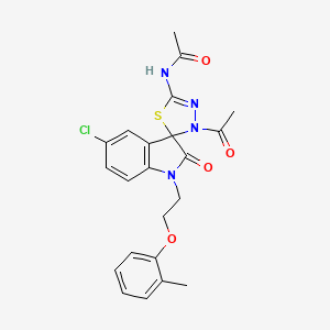 N-{3'-acetyl-5-chloro-1-[2-(2-methylphenoxy)ethyl]-2-oxo-1,2-dihydro-3'H-spiro[indole-3,2'-[1,3,4]thiadiazol]-5'-yl}acetamide