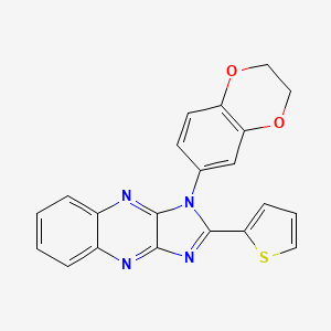 molecular formula C21H14N4O2S B2536133 1-(2,3-二氢-1,4-苯并二氧杂环-6-基)-2-(噻吩-2-基)-1H-咪唑并[4,5-b]喹喔啉 CAS No. 836645-74-0