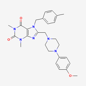 molecular formula C27H32N6O3 B2536135 8-((4-(4-methoxyphenyl)piperazin-1-yl)methyl)-1,3-dimethyl-7-(4-methylbenzyl)-1H-purine-2,6(3H,7H)-dione CAS No. 851939-30-5