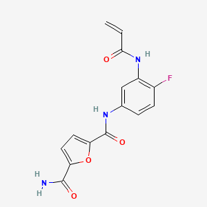 molecular formula C15H12FN3O4 B2536136 2-N-[4-Fluoro-3-(prop-2-enoylamino)phenyl]furan-2,5-dicarboxamide CAS No. 2202323-53-1