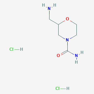 molecular formula C6H15Cl2N3O2 B2536143 2-(Aminomethyl)morpholine-4-carboxamide;dihydrochloride CAS No. 2416234-19-8