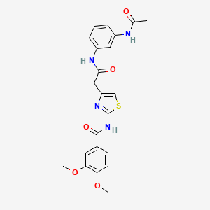 N-(4-(2-((3-acetamidophenyl)amino)-2-oxoethyl)thiazol-2-yl)-3,4-dimethoxybenzamide