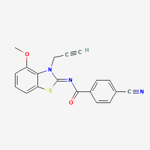 molecular formula C19H13N3O2S B2536179 4-cyano-N-(4-methoxy-3-prop-2-ynyl-1,3-benzothiazol-2-ylidene)benzamide CAS No. 868377-49-5