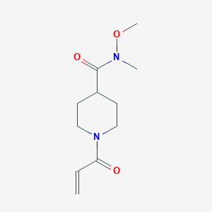 molecular formula C11H18N2O3 B2536181 N-Methoxy-N-methyl-1-prop-2-enoylpiperidine-4-carboxamide CAS No. 2224237-85-6
