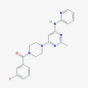 molecular formula C21H21FN6O B2536182 (3-Fluorophenyl)(4-(2-methyl-6-(pyridin-2-ylamino)pyrimidin-4-yl)piperazin-1-yl)methanone CAS No. 1396855-49-4