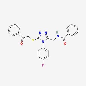 molecular formula C24H19FN4O2S B2536186 N-[[4-(4-fluorophenyl)-5-phenacylsulfanyl-1,2,4-triazol-3-yl]methyl]benzamide CAS No. 391897-81-7