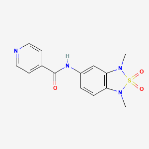 molecular formula C14H14N4O3S B2536190 N-(1,3-dimethyl-2,2-dioxido-1,3-dihydrobenzo[c][1,2,5]thiadiazol-5-yl)isonicotinamide CAS No. 2034545-27-0