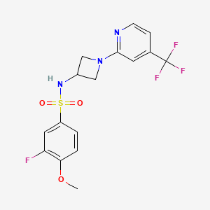 molecular formula C16H15F4N3O3S B2536191 3-Fluoro-4-methoxy-N-[1-[4-(trifluoromethyl)pyridin-2-yl]azetidin-3-yl]benzenesulfonamide CAS No. 2415532-46-4