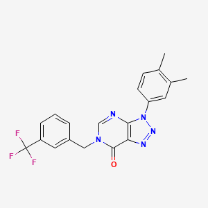molecular formula C20H16F3N5O B2536194 3-(3,4-二甲基苯基)-6-[[3-(三氟甲基)苯基]甲基]三唑并[4,5-d]嘧啶-7-酮 CAS No. 888422-18-2