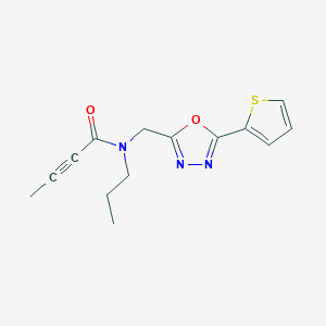 molecular formula C14H15N3O2S B2536195 N-Propyl-N-[(5-thiophen-2-yl-1,3,4-oxadiazol-2-yl)methyl]but-2-ynamide CAS No. 2411235-14-6