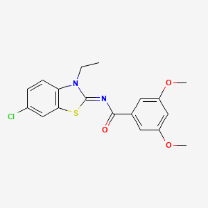 molecular formula C18H17ClN2O3S B2536203 (E)-N-(6-chloro-3-ethylbenzo[d]thiazol-2(3H)-ylidene)-3,5-dimethoxybenzamide CAS No. 865544-06-5