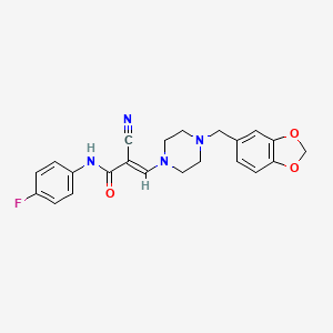 (2E)-3-[4-(1,3-benzodioxol-5-ylmethyl)piperazin-1-yl]-2-cyano-N-(4-fluorophenyl)prop-2-enamide