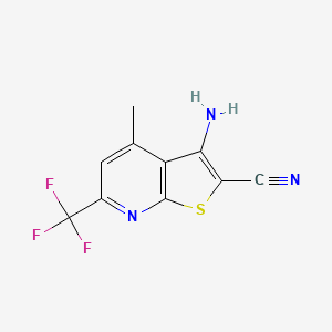molecular formula C10H6F3N3S B2536208 3-Amino-4-methyl-6-(trifluoromethyl)thieno[2,3-b]pyridine-2-carbonitrile CAS No. 255909-26-3