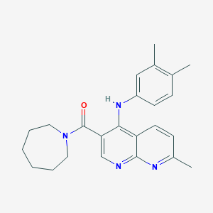 molecular formula C24H28N4O B2536214 3-(氮杂环戊-1-基羰基)-N-(3,4-二甲基苯基)-7-甲基-1,8-萘啶-4-胺 CAS No. 1251632-97-9