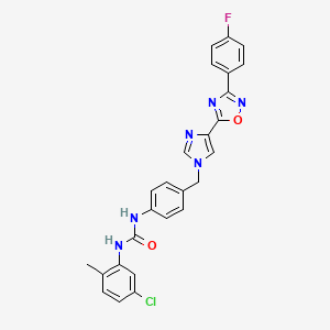 molecular formula C26H20ClFN6O2 B2536215 1-(5-chloro-2-methylphenyl)-3-(4-((4-(3-(4-fluorophenyl)-1,2,4-oxadiazol-5-yl)-1H-imidazol-1-yl)methyl)phenyl)urea CAS No. 1358478-20-2