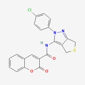 molecular formula C21H14ClN3O3S B2536216 N-(2-(4-chlorophenyl)-4,6-dihydro-2H-thieno[3,4-c]pyrazol-3-yl)-2-oxo-2H-chromene-3-carboxamide CAS No. 422534-06-3