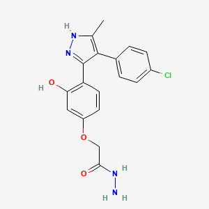 molecular formula C18H17ClN4O3 B2536218 2-(4-(4-(4-chlorophenyl)-5-methyl-1H-pyrazol-3-yl)-3-hydroxyphenoxy)acetohydrazide CAS No. 879576-95-1