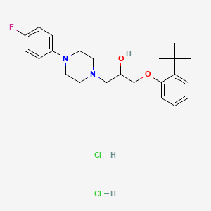 molecular formula C23H33Cl2FN2O2 B2536219 1-(2-叔丁基苯氧基)-3-[4-(4-氟苯基)哌嗪-1-基]丙烷-2-醇二盐酸盐 CAS No. 1049785-25-2