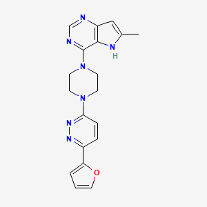 molecular formula C19H19N7O B2536221 4-[4-[6-(Furan-2-yl)pyridazin-3-yl]piperazin-1-yl]-6-methyl-5H-pyrrolo[3,2-d]pyrimidine CAS No. 2415466-03-2