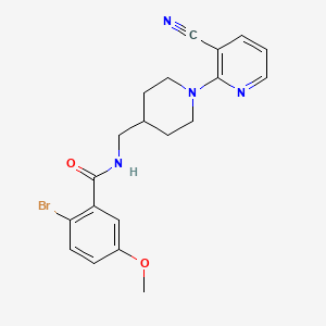 molecular formula C20H21BrN4O2 B2536230 2-Bromo-N-[[1-(3-cyanopyridin-2-yl)piperidin-4-yl]methyl]-5-methoxybenzamide CAS No. 1797285-24-5