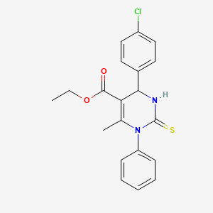 molecular formula C20H19ClN2O2S B2536234 4-(4-氯苯基)-6-甲基-1-苯基-2-硫代-1,2,3,4-四氢嘧啶-5-羧酸乙酯 CAS No. 307326-44-9