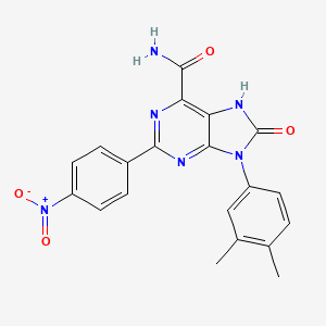 molecular formula C20H16N6O4 B2536237 9-(3,4-dimethylphenyl)-2-(4-nitrophenyl)-8-oxo-8,9-dihydro-7H-purine-6-carboxamide CAS No. 898442-67-6