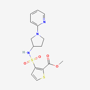 molecular formula C15H17N3O4S2 B2536240 3-(N-(1-(吡啶-2-基)吡咯烷-3-基)磺酰胺基)噻吩-2-羧酸甲酯 CAS No. 1798524-55-6