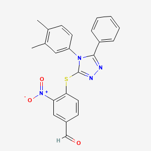 molecular formula C23H18N4O3S B2536242 4-[[4-(3,4-Dimethylphenyl)-5-phenyl-1,2,4-triazol-3-yl]sulfanyl]-3-nitrobenzaldehyde CAS No. 733795-95-4