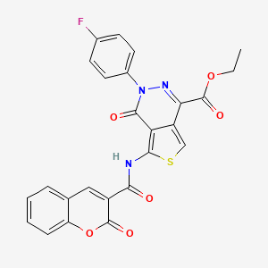 Ethyl 3-(4-fluorophenyl)-4-oxo-5-[(2-oxochromene-3-carbonyl)amino]thieno[3,4-d]pyridazine-1-carboxylate