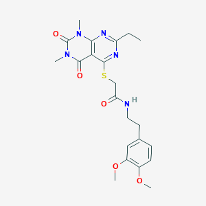 molecular formula C22H27N5O5S B2536248 N-[2-(3,4-dimethoxyphenyl)ethyl]-2-(7-ethyl-1,3-dimethyl-2,4-dioxopyrimido[4,5-d]pyrimidin-5-yl)sulfanylacetamide CAS No. 852170-18-4