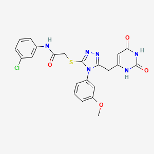 molecular formula C22H19ClN6O4S B2536258 N-(3-氯苯基)-2-[[5-[(2,4-二氧代-1H-嘧啶-6-基)甲基]-4-(3-甲氧基苯基)-1,2,4-三唑-3-基]硫代]乙酰胺 CAS No. 852048-97-6