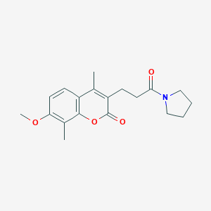 molecular formula C19H23NO4 B253626 7-methoxy-4,8-dimethyl-3-(3-oxo-3-pyrrolidin-1-ylpropyl)-2H-chromen-2-one 