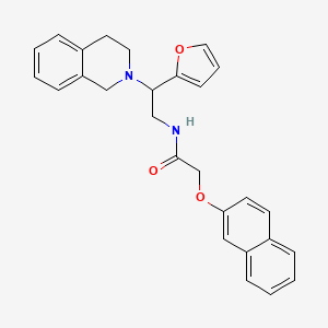 molecular formula C27H26N2O3 B2536264 N-(2-(3,4-dihydroisoquinolin-2(1H)-yl)-2-(furan-2-yl)ethyl)-2-(naphthalen-2-yloxy)acetamide CAS No. 898433-19-7