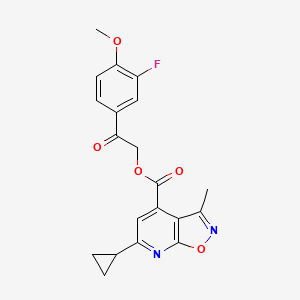 2-(3-Fluoro-4-methoxyphenyl)-2-oxoethyl 6-cyclopropyl-3-methyl-[1,2]oxazolo[5,4-b]pyridine-4-carboxylate