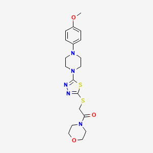 molecular formula C19H25N5O3S2 B2536275 2-((5-(4-(4-Methoxyphenyl)piperazin-1-yl)-1,3,4-thiadiazol-2-yl)thio)-1-morpholinoethanone CAS No. 1105224-87-0