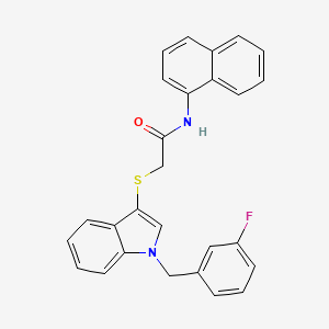 molecular formula C27H21FN2OS B2536281 2-[1-[(3-fluorophenyl)methyl]indol-3-yl]sulfanyl-N-naphthalen-1-ylacetamide CAS No. 851412-35-6