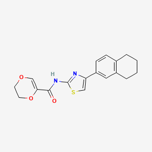 molecular formula C18H18N2O3S B2536300 N-(4-(5,6,7,8-tetrahydronaphthalen-2-yl)thiazol-2-yl)-5,6-dihydro-1,4-dioxine-2-carboxamide CAS No. 864938-35-2