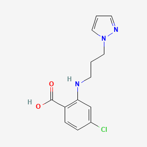 molecular formula C13H14ClN3O2 B2536310 4-Chloro-2-(3-pyrazol-1-ylpropylamino)benzoic acid CAS No. 1915340-73-6