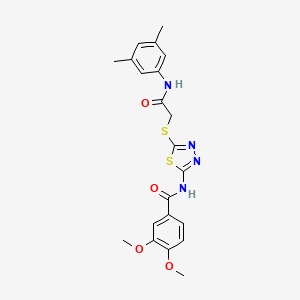 molecular formula C21H22N4O4S2 B2536312 N-(5-((2-((3,5-dimethylphenyl)amino)-2-oxoethyl)thio)-1,3,4-thiadiazol-2-yl)-3,4-dimethoxybenzamide CAS No. 392296-63-8