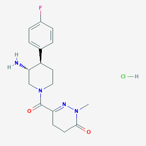 molecular formula C17H22ClFN4O2 B2536318 6-[(3R,4R)-3-Amino-4-(4-fluorophenyl)piperidine-1-carbonyl]-2-methyl-4,5-dihydropyridazin-3-one;hydrochloride CAS No. 2418595-33-0