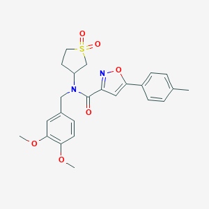 molecular formula C24H26N2O6S B253632 N-(3,4-dimethoxybenzyl)-N-(1,1-dioxidotetrahydro-3-thienyl)-5-(4-methylphenyl)-3-isoxazolecarboxamide 