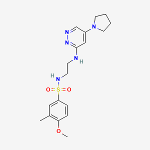 molecular formula C18H25N5O3S B2536334 4-methoxy-3-methyl-N-(2-((5-(pyrrolidin-1-yl)pyridazin-3-yl)amino)ethyl)benzenesulfonamide CAS No. 1797811-40-5
