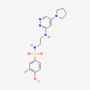 molecular formula C18H25N5O3S B2536334 4-甲氧基-3-甲基-N-(2-((5-(吡咯烷-1-基)嘧啶-3-基)氨基)乙基)苯磺酰胺 CAS No. 1797811-40-5