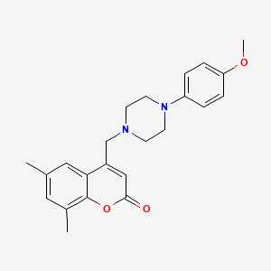 B2536335 4-[[4-(4-Methoxyphenyl)piperazin-1-yl]methyl]-6,8-dimethylchromen-2-one CAS No. 877798-29-3