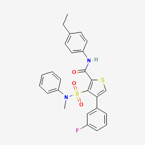 molecular formula C26H23FN2O3S2 B2536338 N-(4-ethylphenyl)-4-(3-fluorophenyl)-3-(N-methyl-N-phenylsulfamoyl)thiophene-2-carboxamide CAS No. 1114660-48-8