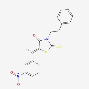 molecular formula C18H14N2O3S2 B2536344 (Z)-5-(3-硝基亚苄基)-3-苯乙基-2-硫代噻唑烷-4-酮 CAS No. 302824-50-6