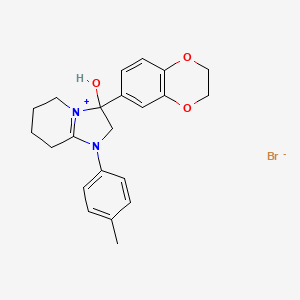 3-(2,3-Dihydrobenzo[b][1,4]dioxin-6-yl)-3-hydroxy-1-(p-tolyl)-2,3,5,6,7,8-hexahydroimidazo[1,2-a]pyridin-1-ium bromide